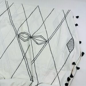 West Elm Aziza Cotton Embroidered Tassle Curtain Panel Size 48 x 108 inches